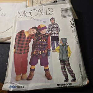 McCall's 7836 sewing pattern Kids fleece jacket pants vest Top Hat CUT to Size 4